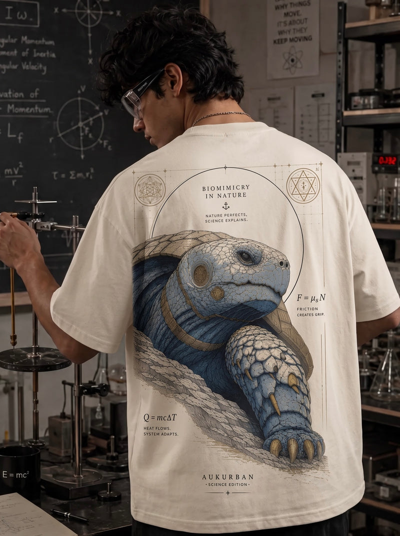 Biomimicry tortoise tee in cream - Science Collection Blacklights