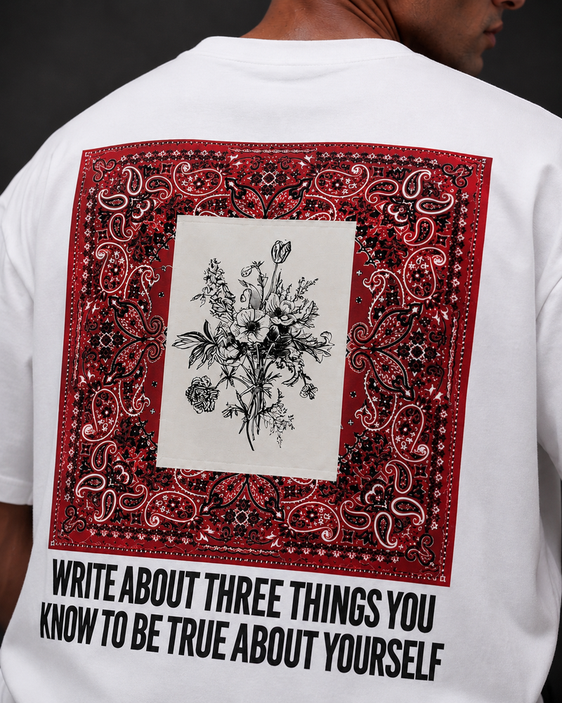 Bandana Print White Oversized T-Shirt - Blacklights