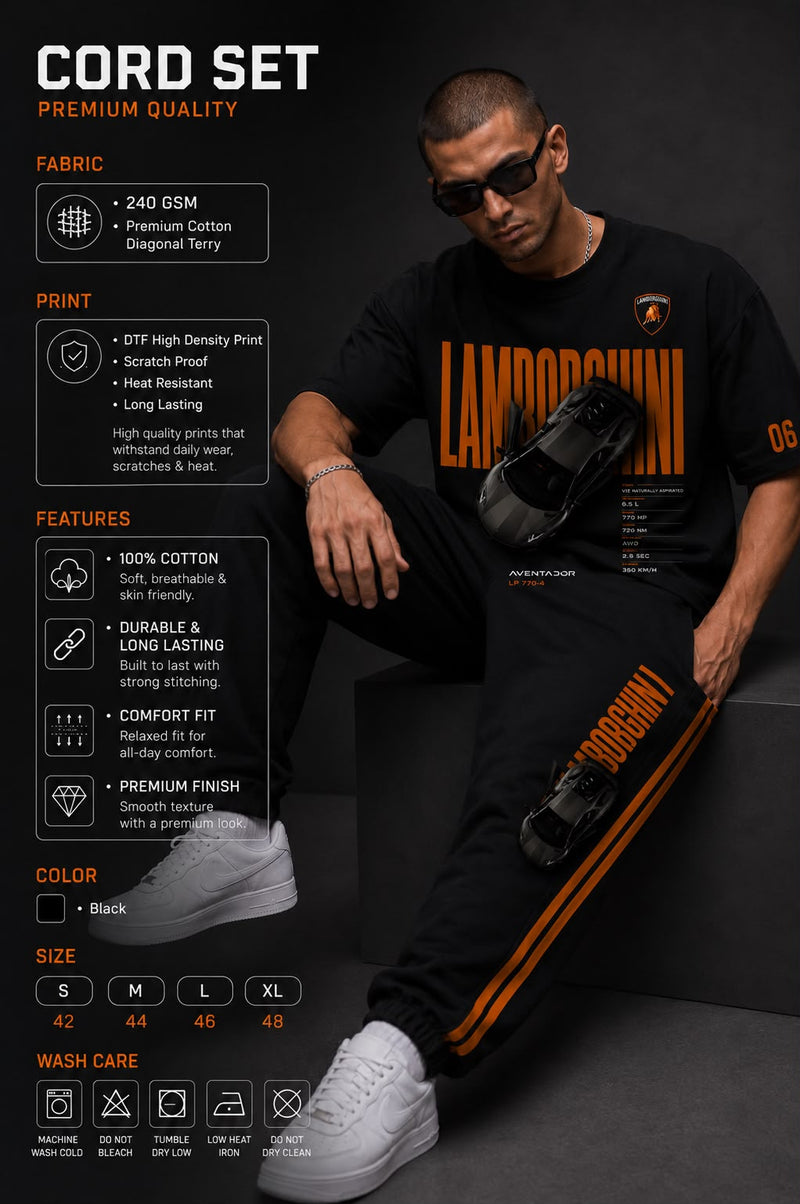 Lamborghini Premium Oversized Cord Set - Blacklights streetwear