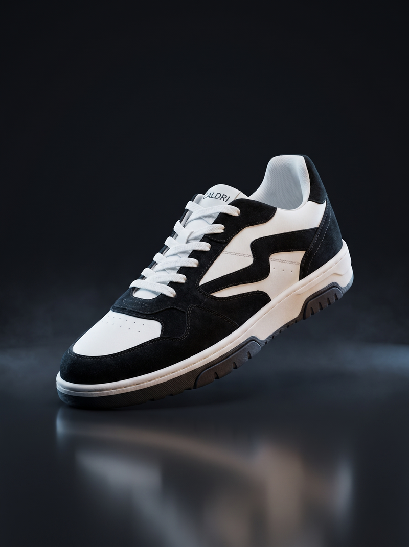 Caldri Ravin Black White Sneakers - side profile